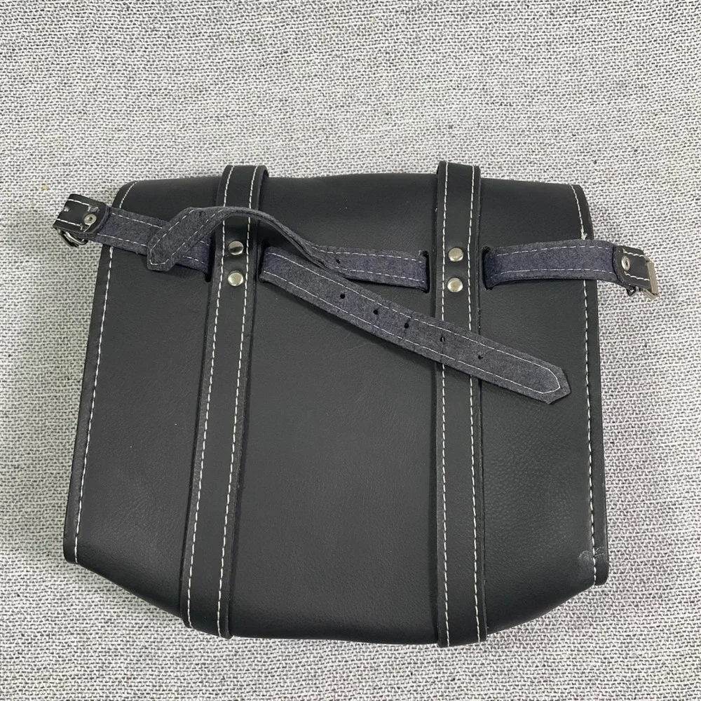 Universal Motorcycle Saddlebag Tool Bag Black Faux Leather Hard Shell Reinforced